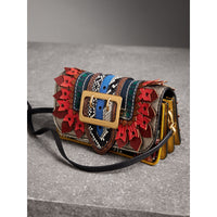 Sac The Patchwork en matières exotiques et cuir perforé - Jaune & Prune