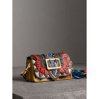Sac The Patchwork en matières exotiques et cuir perforé - Jaune & Prune