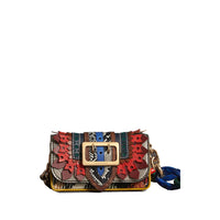 Sac The Patchwork en matières exotiques et cuir perforé - Jaune & Prune
