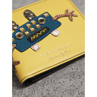 Portefeuille à rabat multidevise en cuir avec appliqué Créature - Jaune Ocre