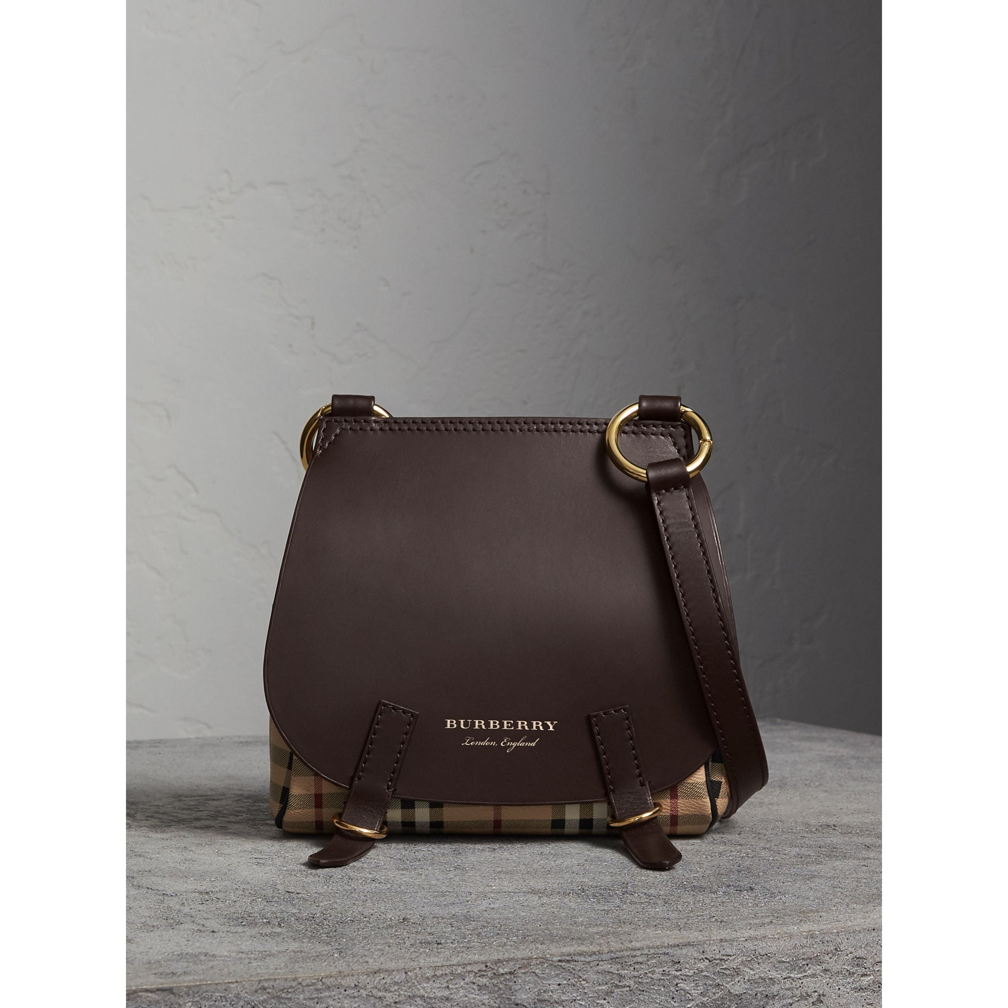 DARK CLOVE BROWN Sac à bandoulière The Bridle à motif Haymarket check