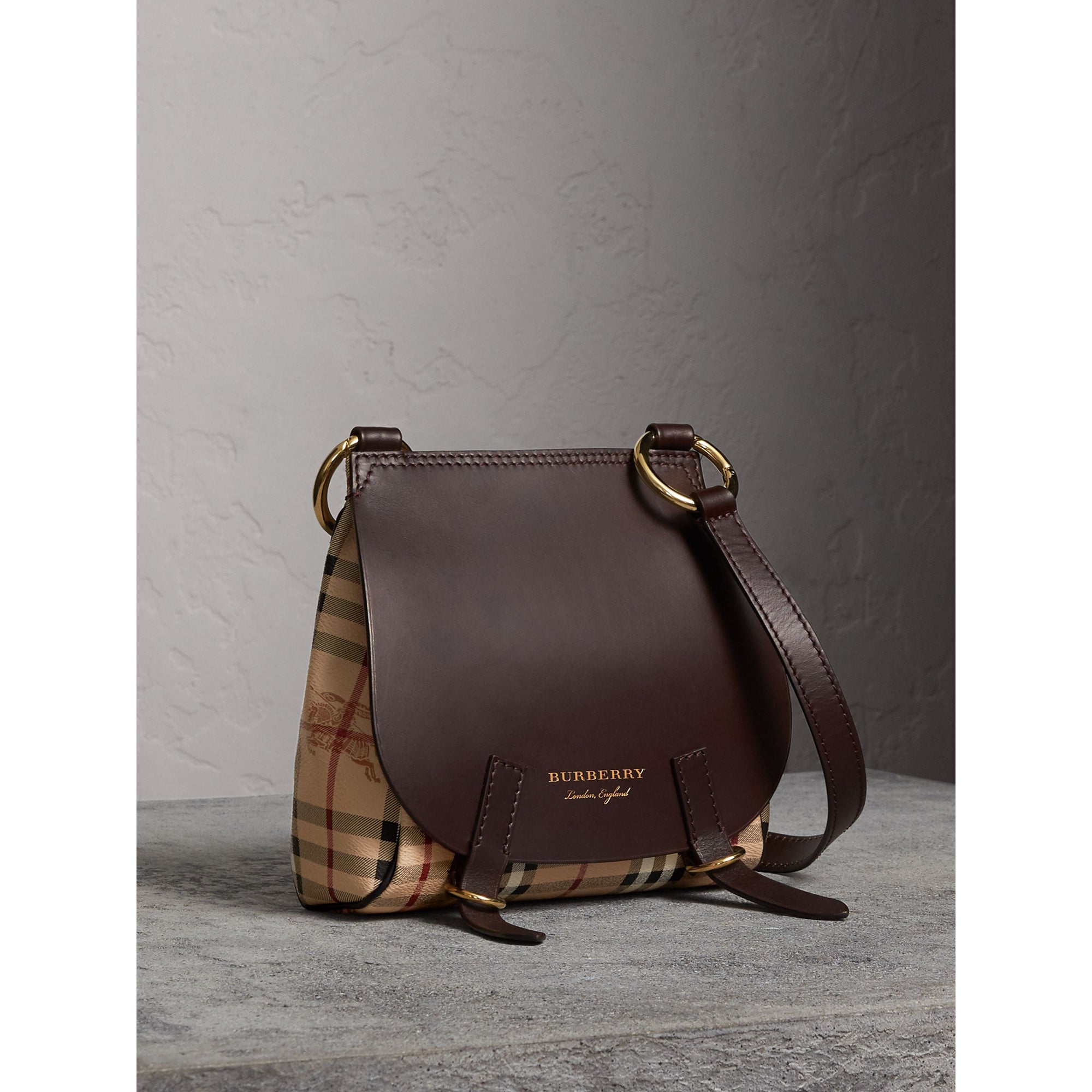 DARK CLOVE BROWN Sac à bandoulière The Bridle à motif Haymarket check