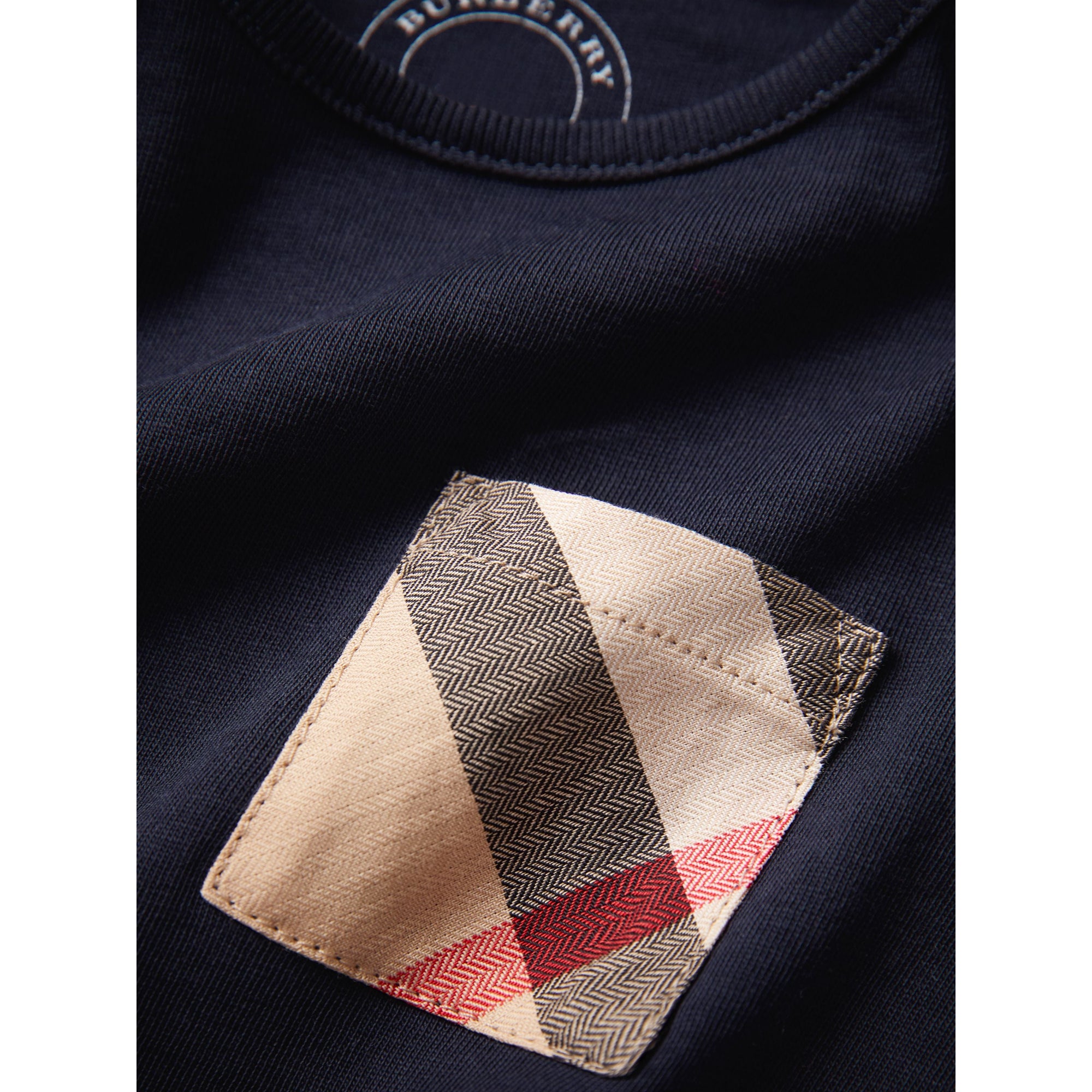TRUE NAVY Haut en coton à manches longues avec poche à motif check