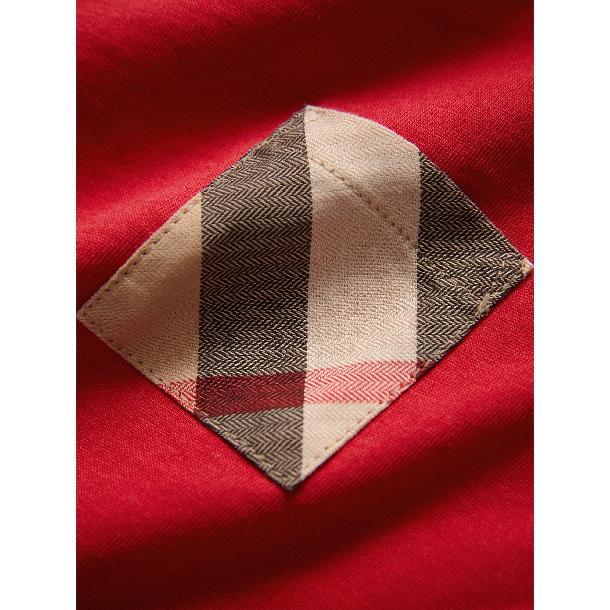 MILITARY RED Haut en coton à manches longues avec poche à motif check