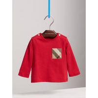 MILITARY RED Haut en coton à manches longues avec poche à motif check