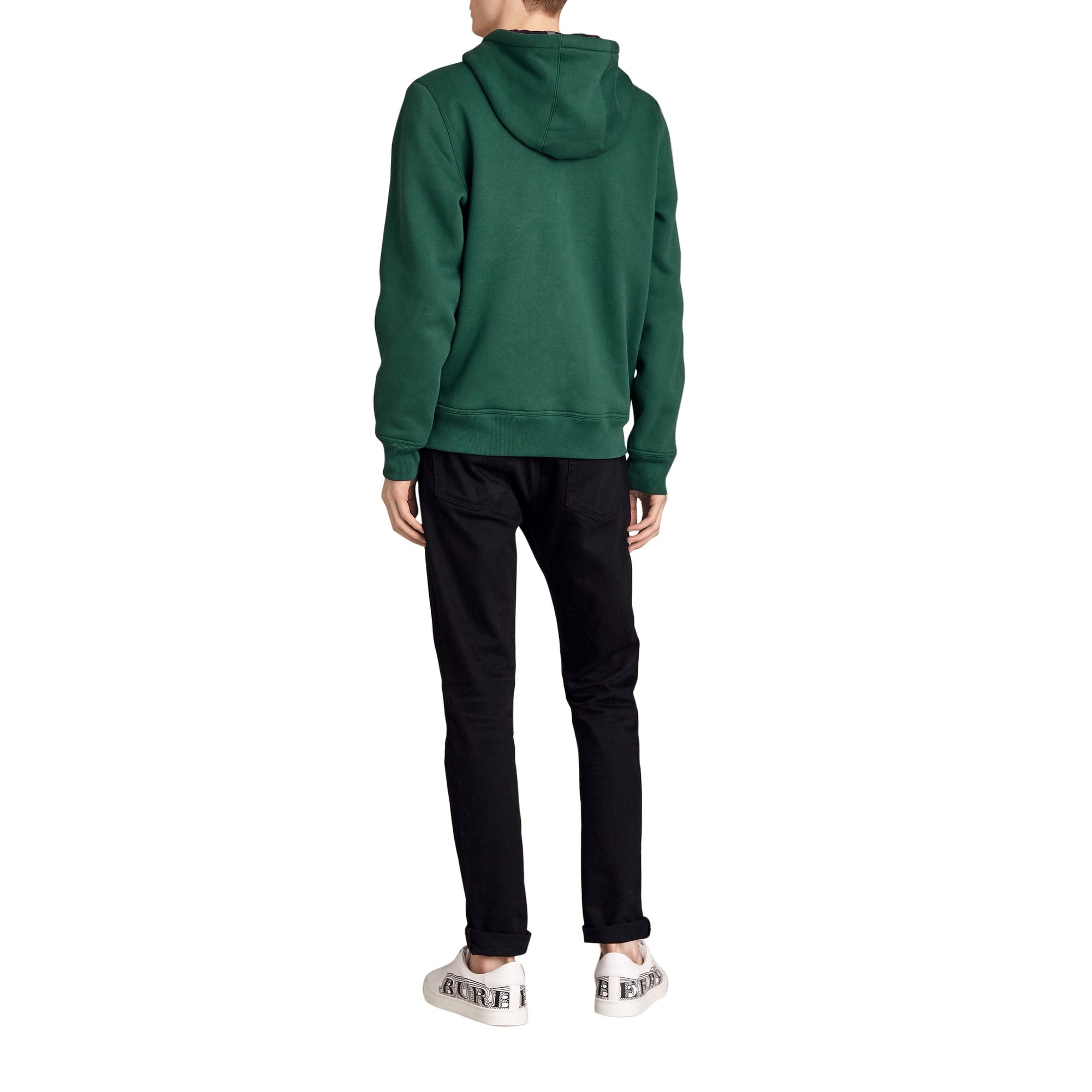 DARK FOREST GREEN Haut en jersey à capuche à détails check