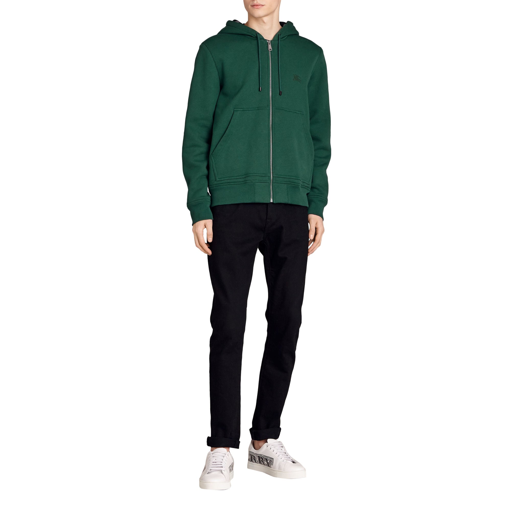 DARK FOREST GREEN Haut en jersey à capuche à détails check