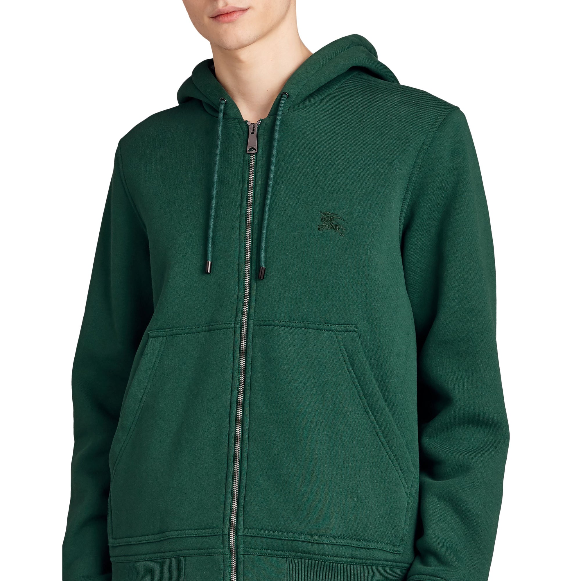DARK FOREST GREEN Haut en jersey à capuche à détails check