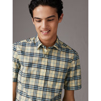 CHALK YELLOW Chemise en coton à manches courtes avec motif check