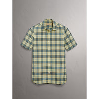 CHALK YELLOW Chemise en coton à manches courtes avec motif check
