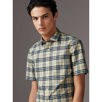 CHALK YELLOW Chemise en coton à manches courtes avec motif check