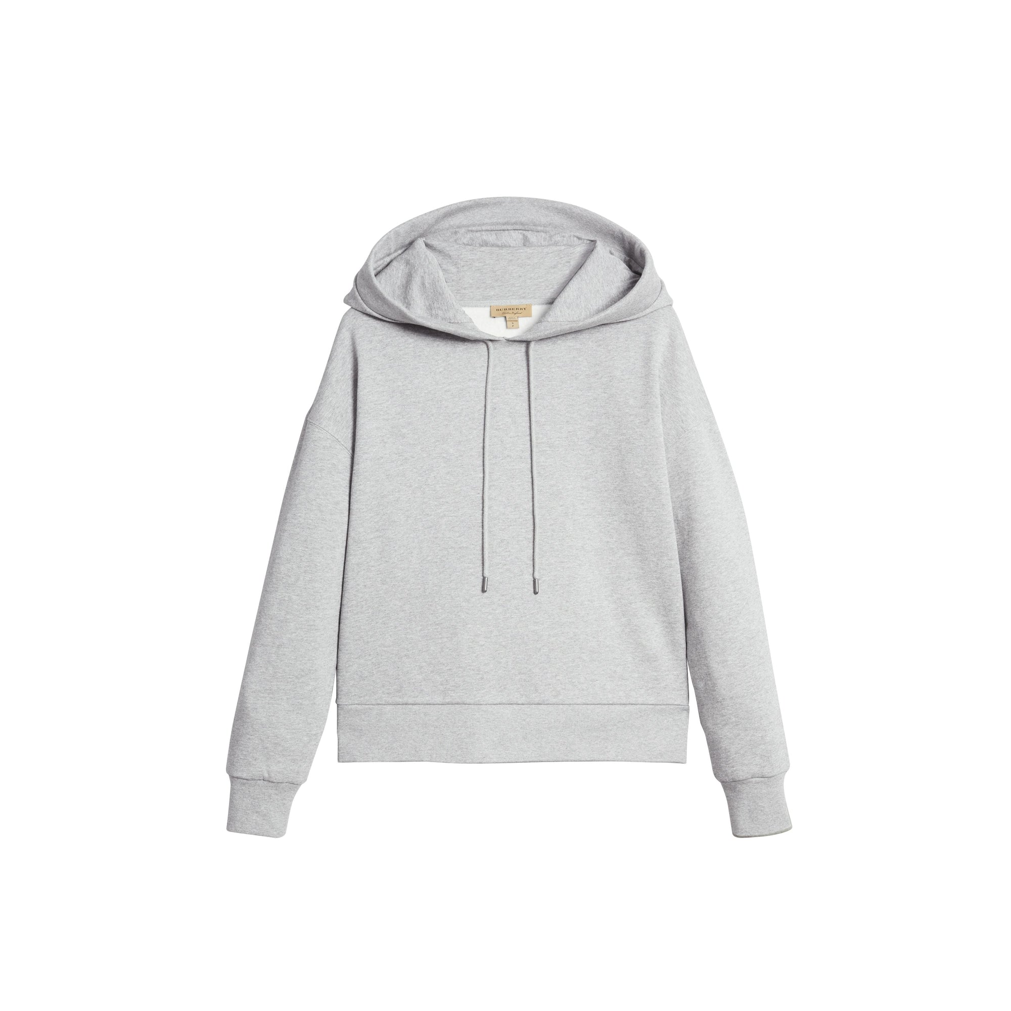 PALE GREY MELANGE Sweat-shirt en jersey molletonné avec capuche brodée