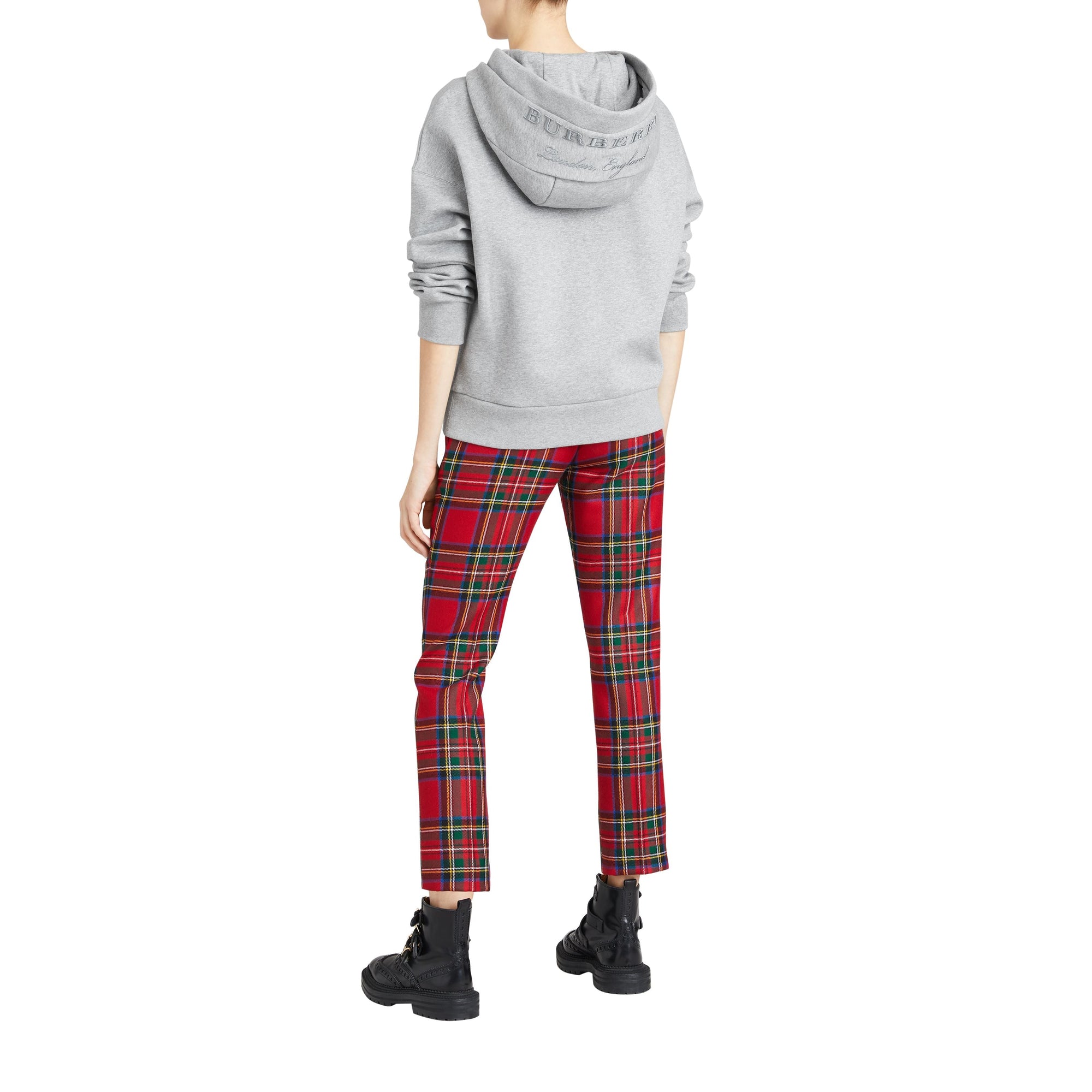 PALE GREY MELANGE Sweat-shirt en jersey molletonné avec capuche brodée
