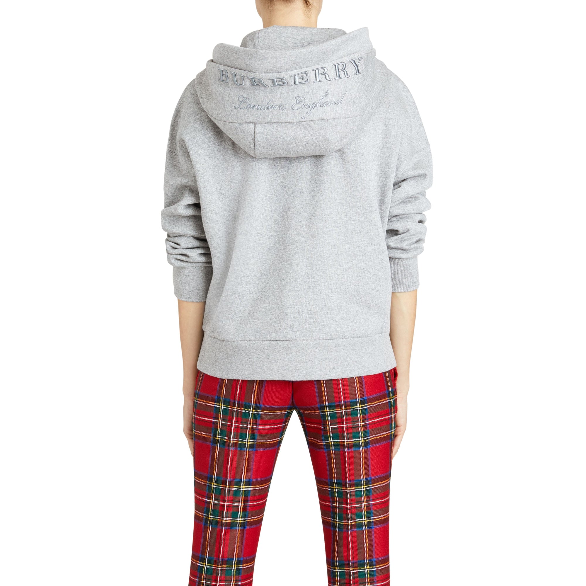 PALE GREY MELANGE Sweat-shirt en jersey molletonné avec capuche brodée