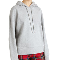 PALE GREY MELANGE Sweat-shirt en jersey molletonné avec capuche brodée