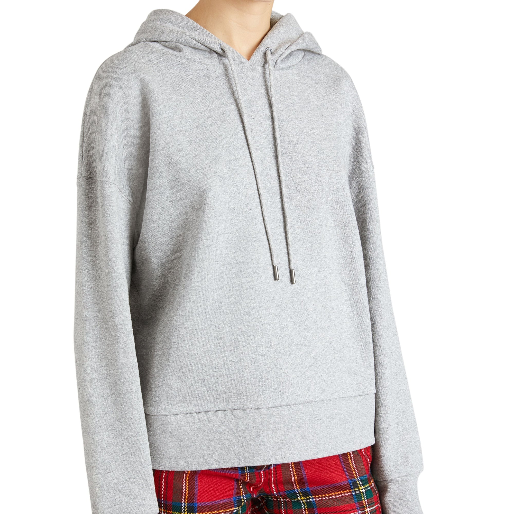PALE GREY MELANGE Sweat-shirt en jersey molletonné avec capuche brodée