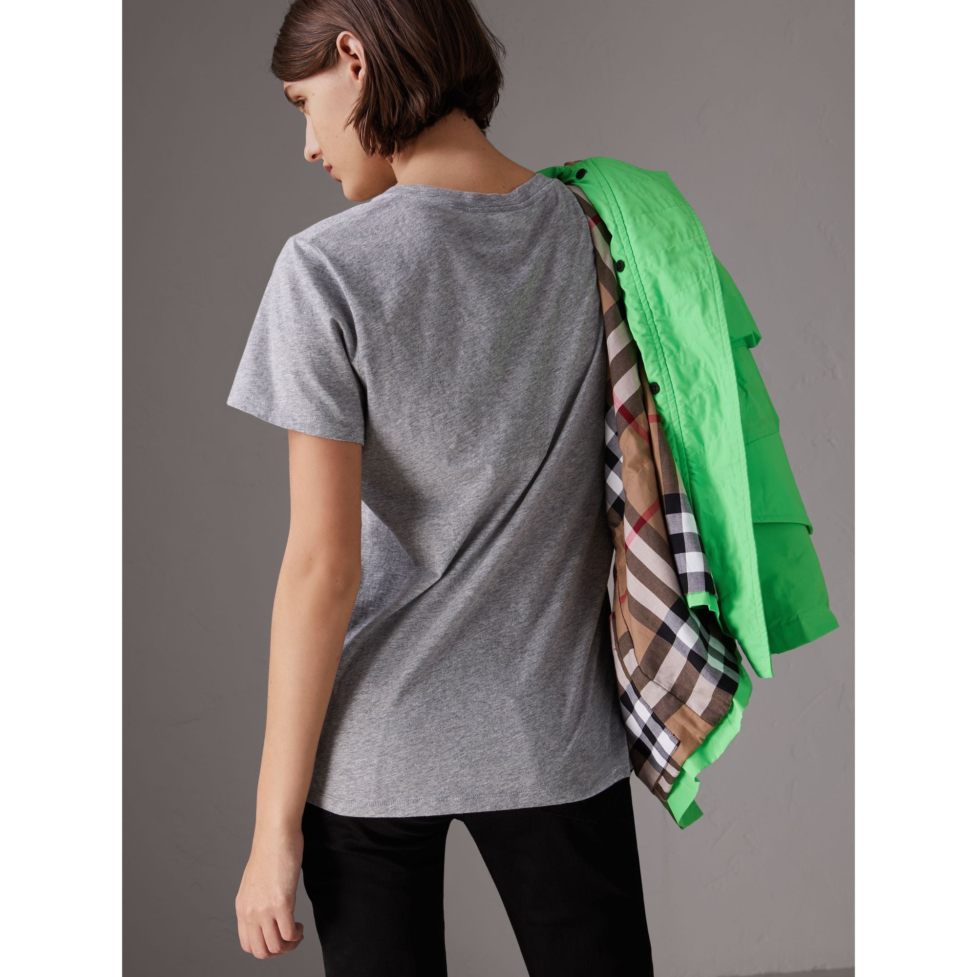 PALE GREY MELANGE T-shirt en coton avec imprimé Doodle