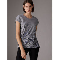 PALE GREY MELANGE T-shirt en coton avec imprimé Doodle