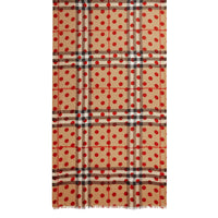 MILITARY RED Écharpe légère en laine et soie à motif check et imprimé à pois