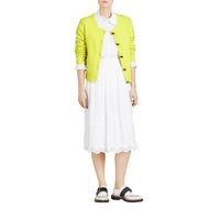 BRIGHT CITRINE Cardigan en cachemire avec boutons à motif d'oiseau