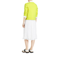 BRIGHT CITRINE Cardigan en cachemire avec boutons à motif d'oiseau
