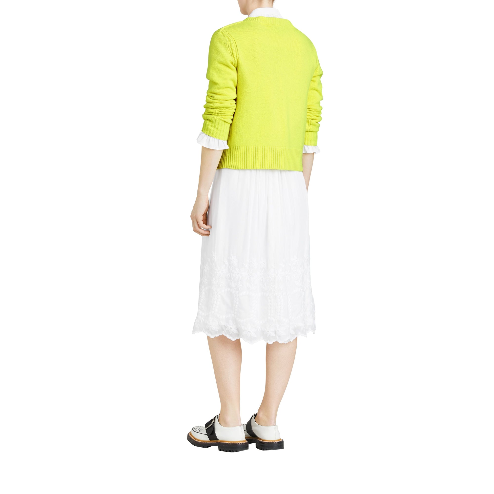 BRIGHT CITRINE Cardigan en cachemire avec boutons à motif d'oiseau