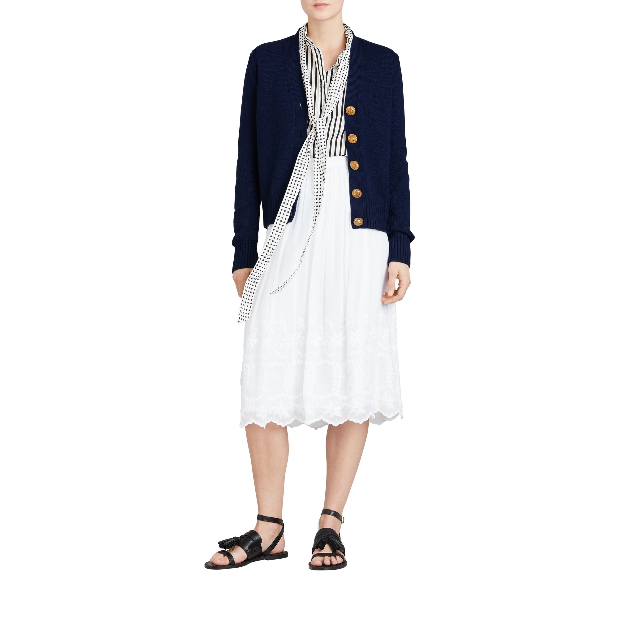 NAVY Cardigan en cachemire avec boutons à motif d'oiseau