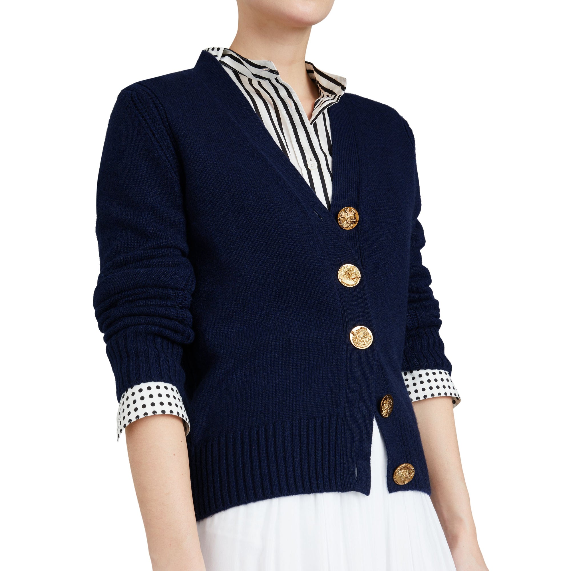 NAVY Cardigan en cachemire avec boutons à motif d'oiseau
