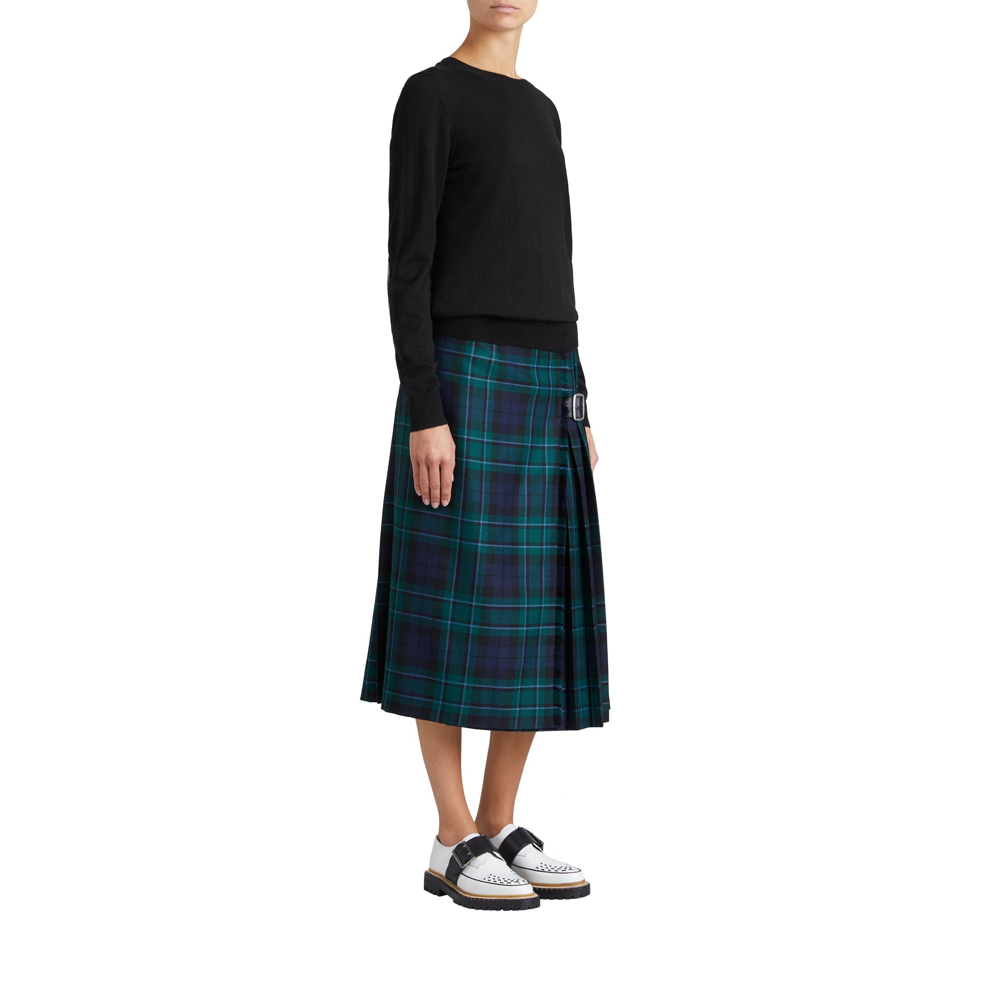 BLACK Pull en laine mérinos avec détails check