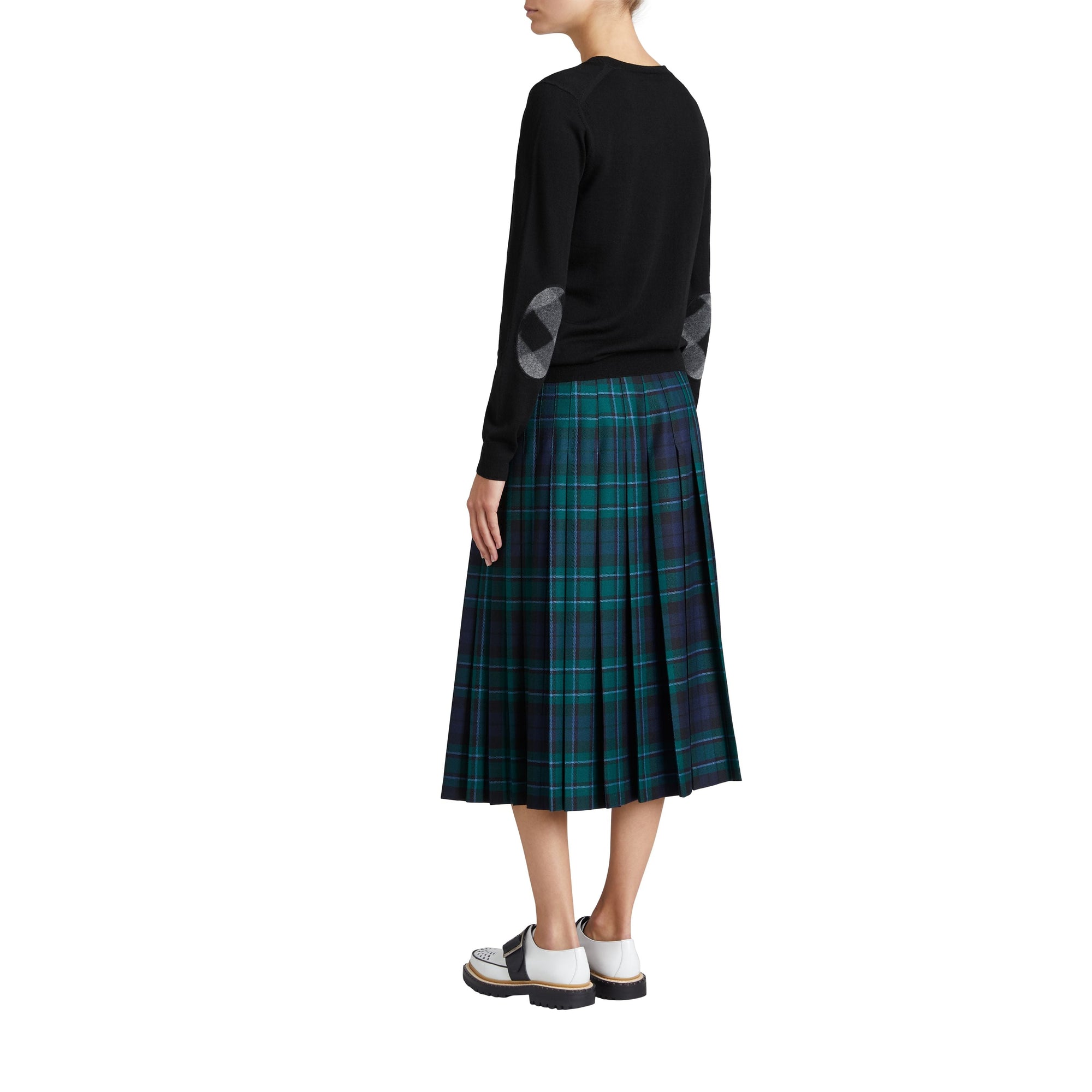 BLACK Pull en laine mérinos avec détails check