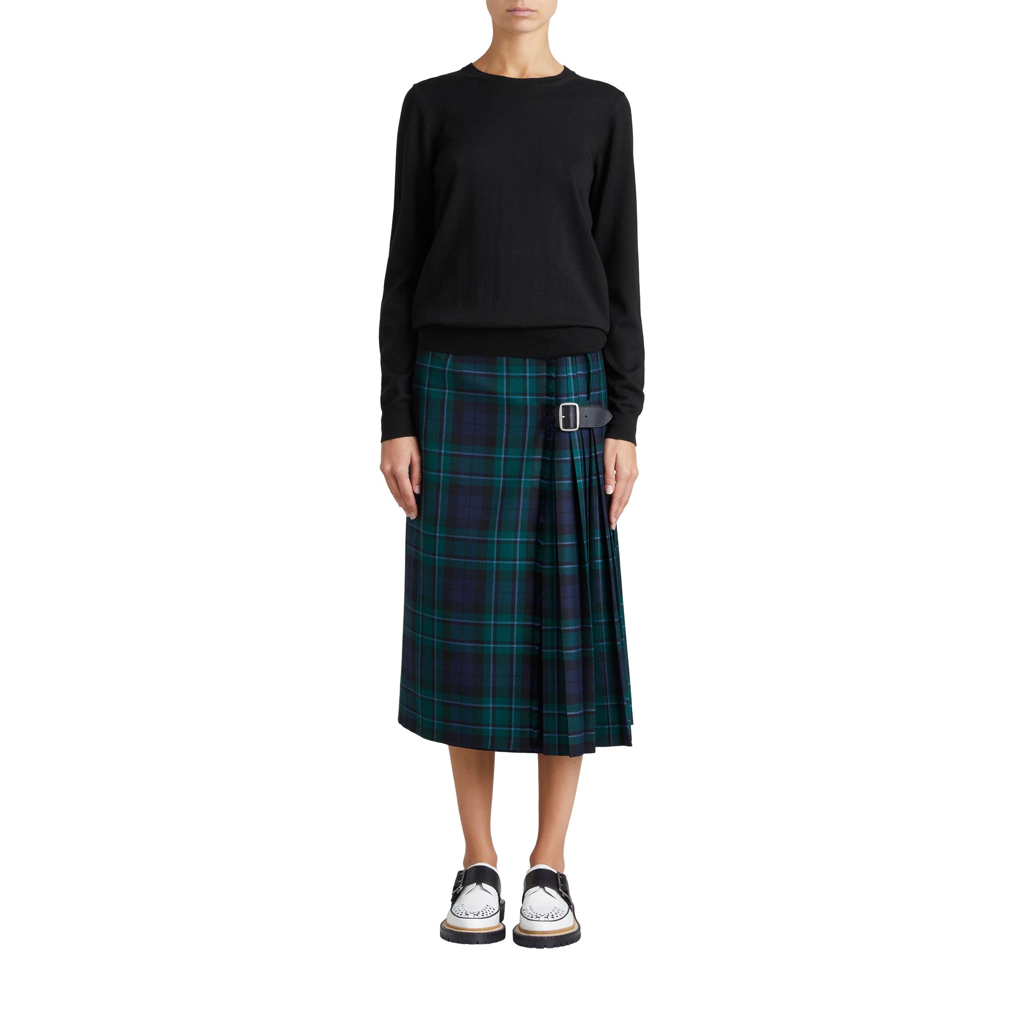 BLACK Pull en laine mérinos avec détails check