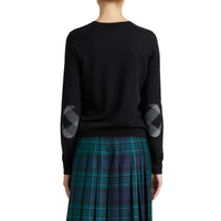 BLACK Pull en laine mérinos avec détails check