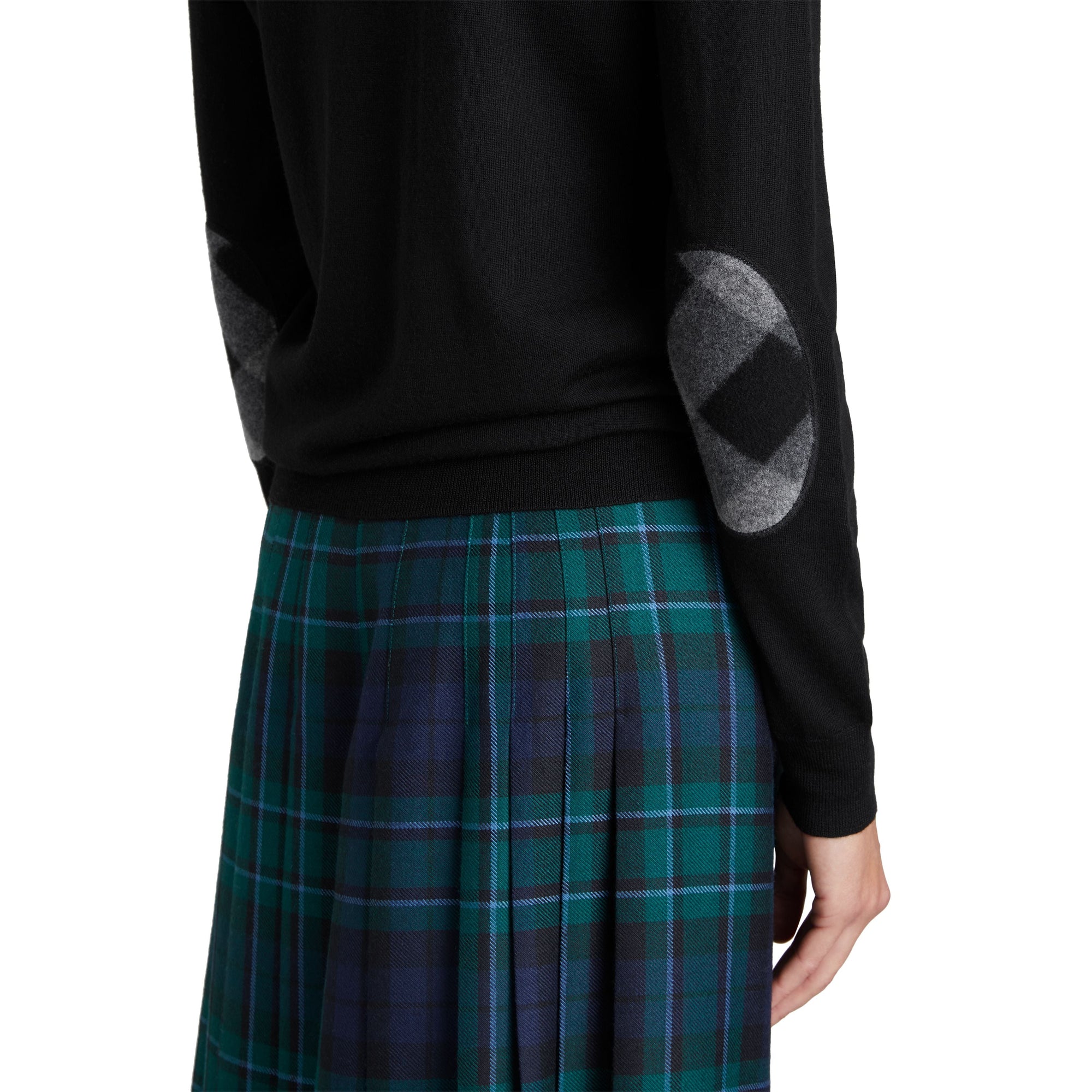 BLACK Pull en laine mérinos avec détails check
