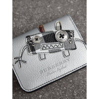 Porte-clés avec étui pour carte d'identité en cuir métallisé avec Créature Burberry - Argent & Multicolore