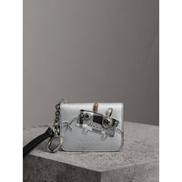 Porte-clés avec étui pour carte d'identité en cuir métallisé avec Créature Burberry - Argent & Multicolore