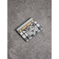 Porte-cartes à motif check en cuir métallisé avec appliqué créature - Argent & multicolore