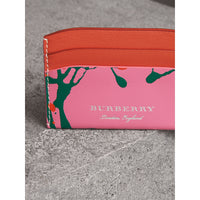 ROSE PINK/ORANGE RED Porte-cartes en cuir trench à imprimé Splash