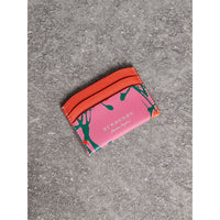 ROSE PINK/ORANGE RED Porte-cartes en cuir trench à imprimé Splash