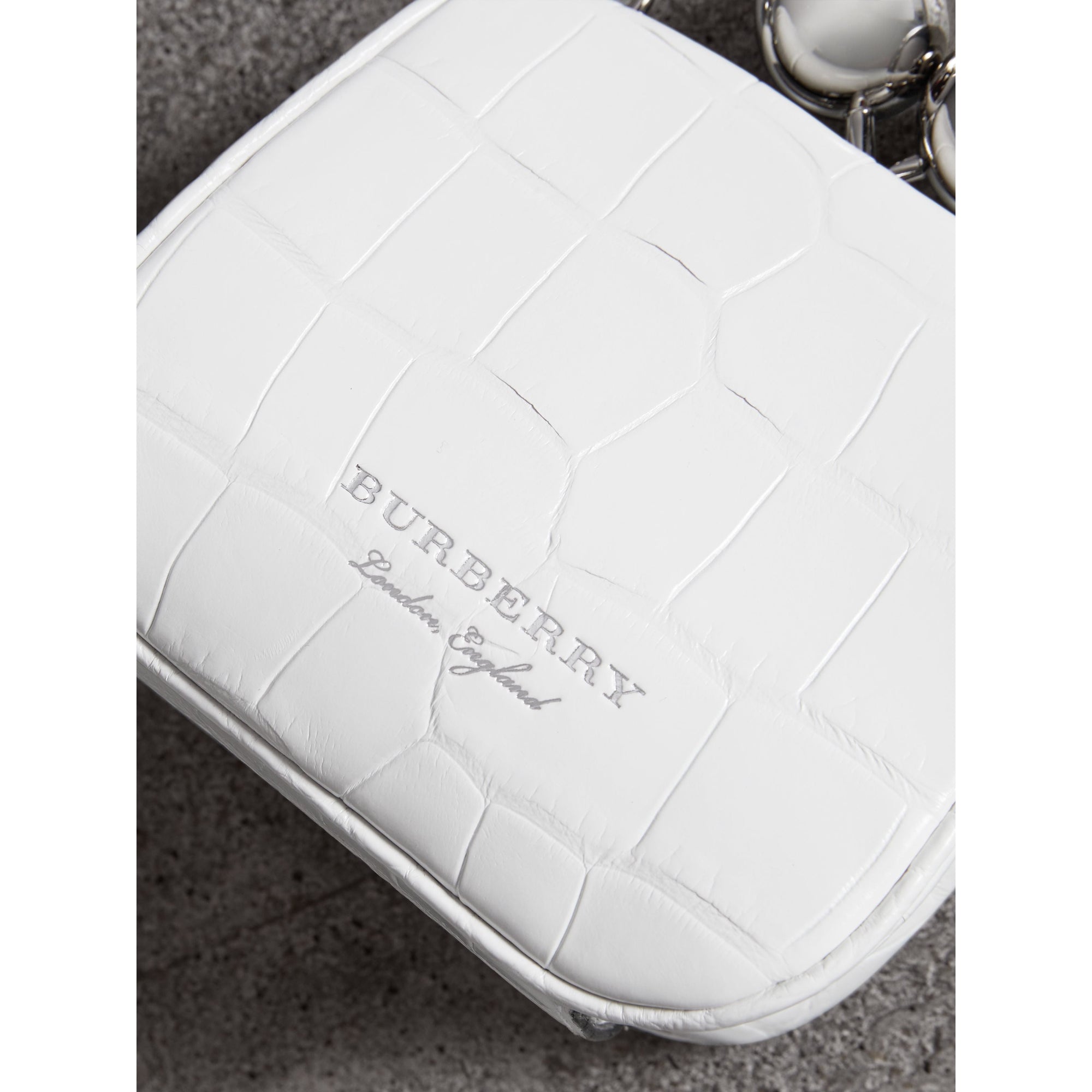 Mini sac porte-monnaie en alligator - Blanc