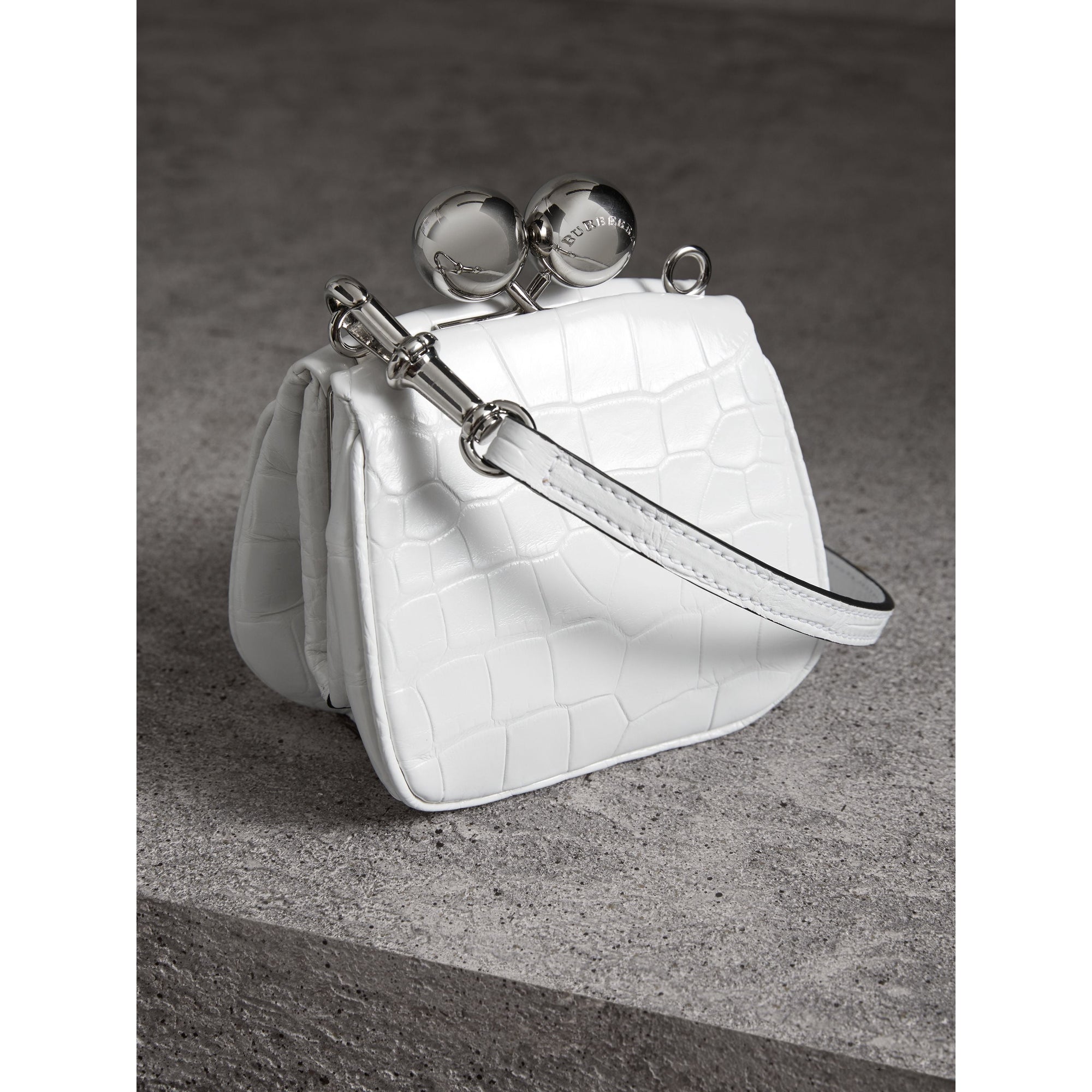 Mini sac porte-monnaie en alligator - Blanc