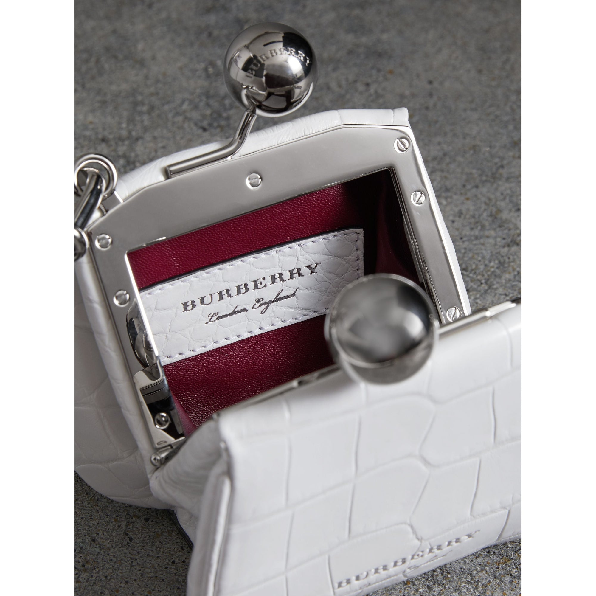 Mini sac porte-monnaie en alligator - Blanc