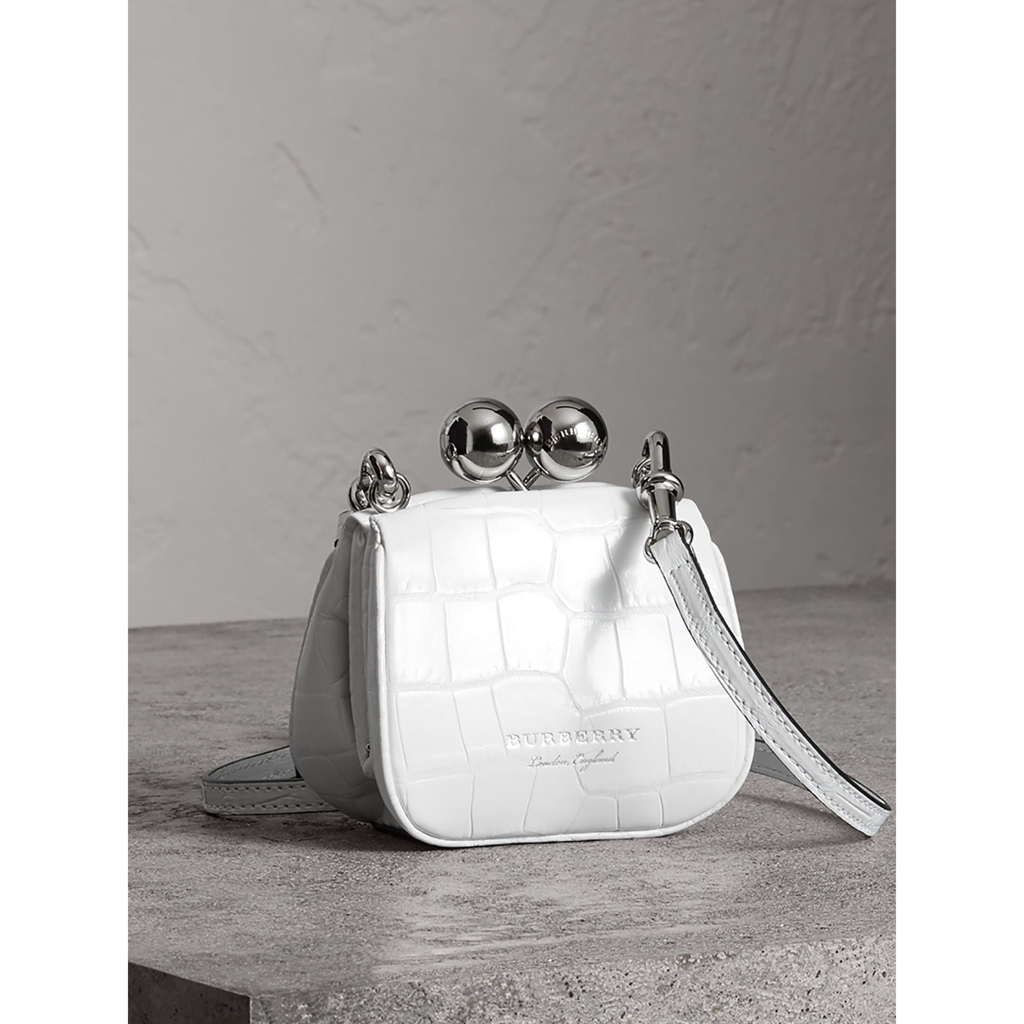 Mini sac porte-monnaie en alligator - Blanc