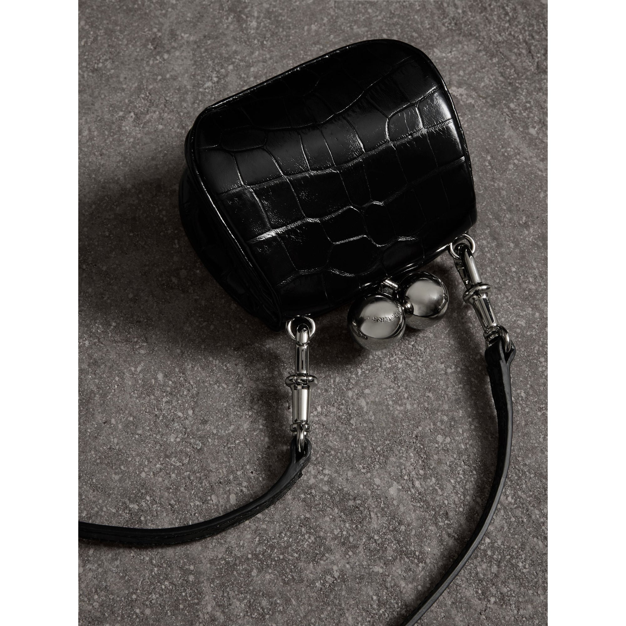 Mini sac porte-monnaie en alligator - Noir