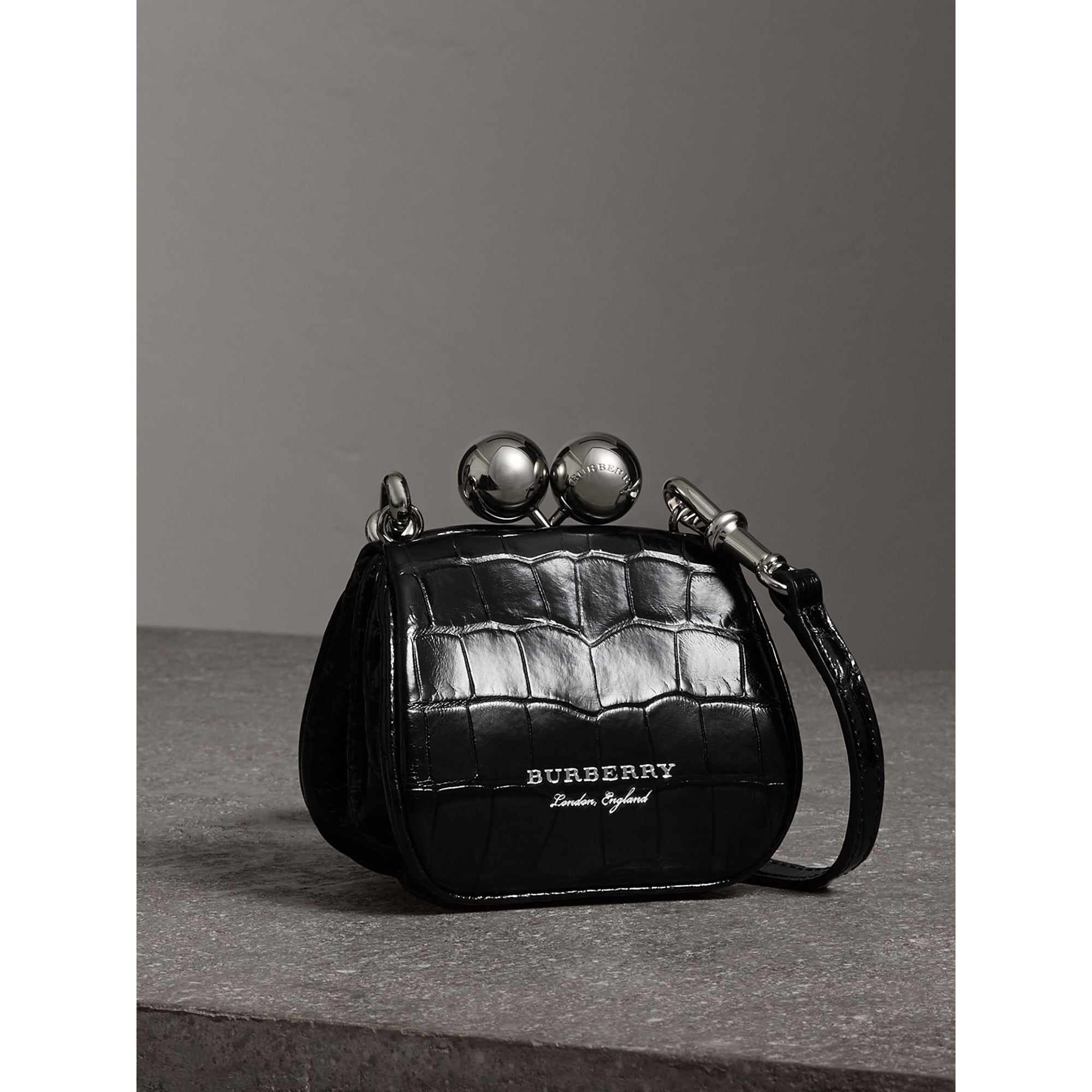 Mini sac porte-monnaie en alligator - Noir