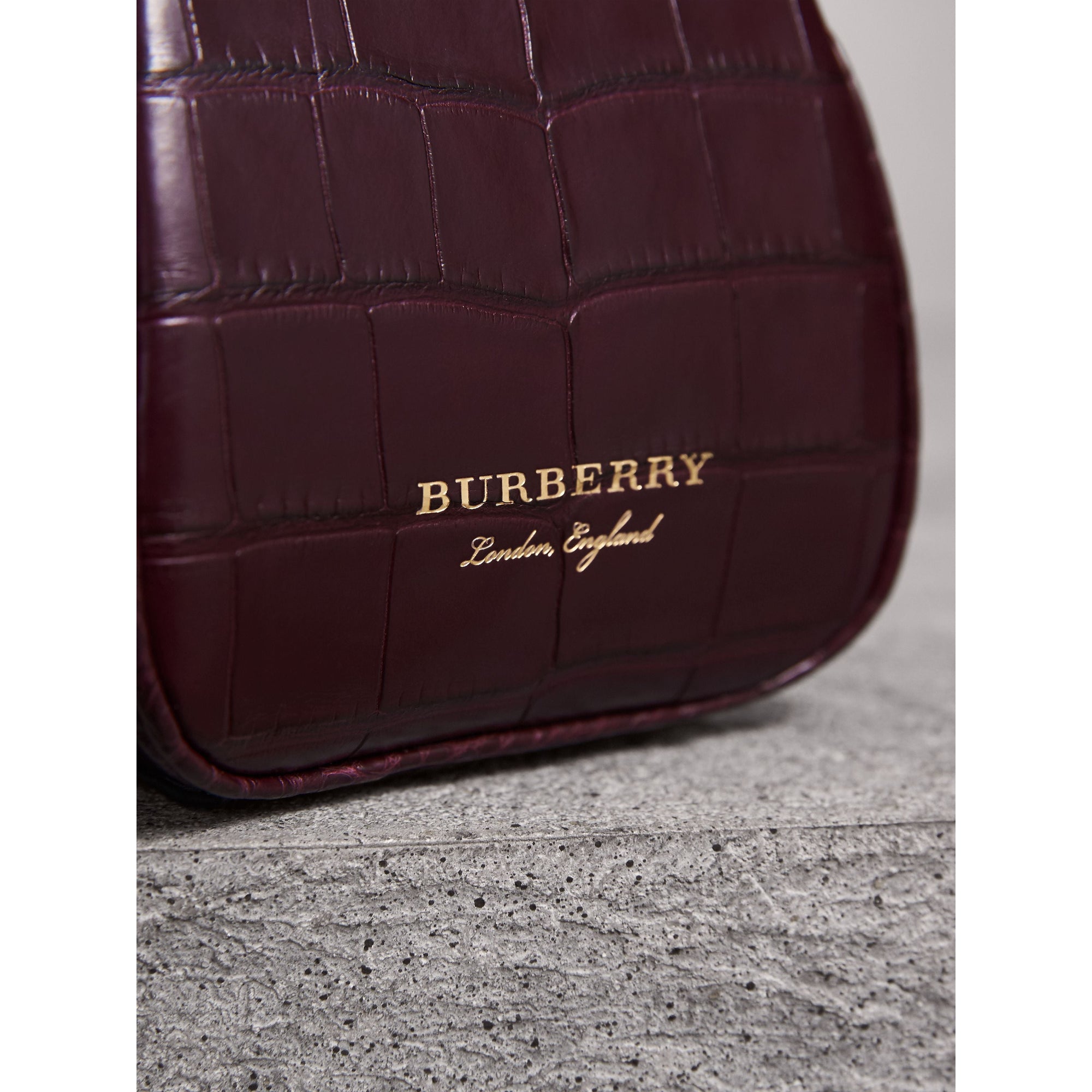 Mini sac porte-monnaie en alligator - Bordeaux Foncé