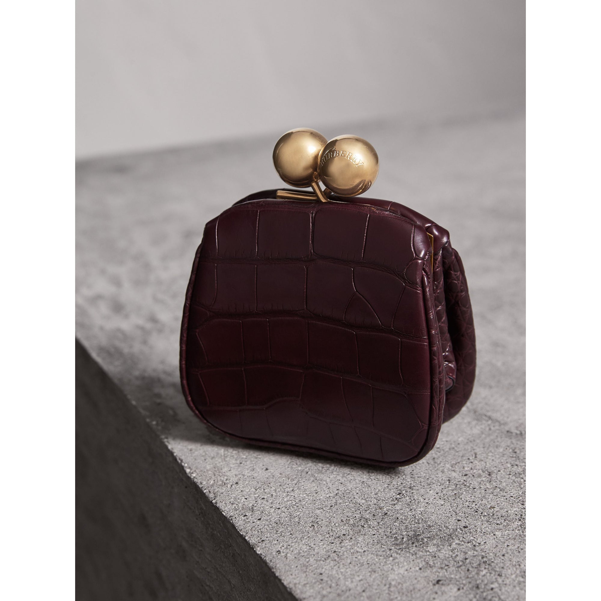 Mini sac porte-monnaie en alligator - Bordeaux Foncé
