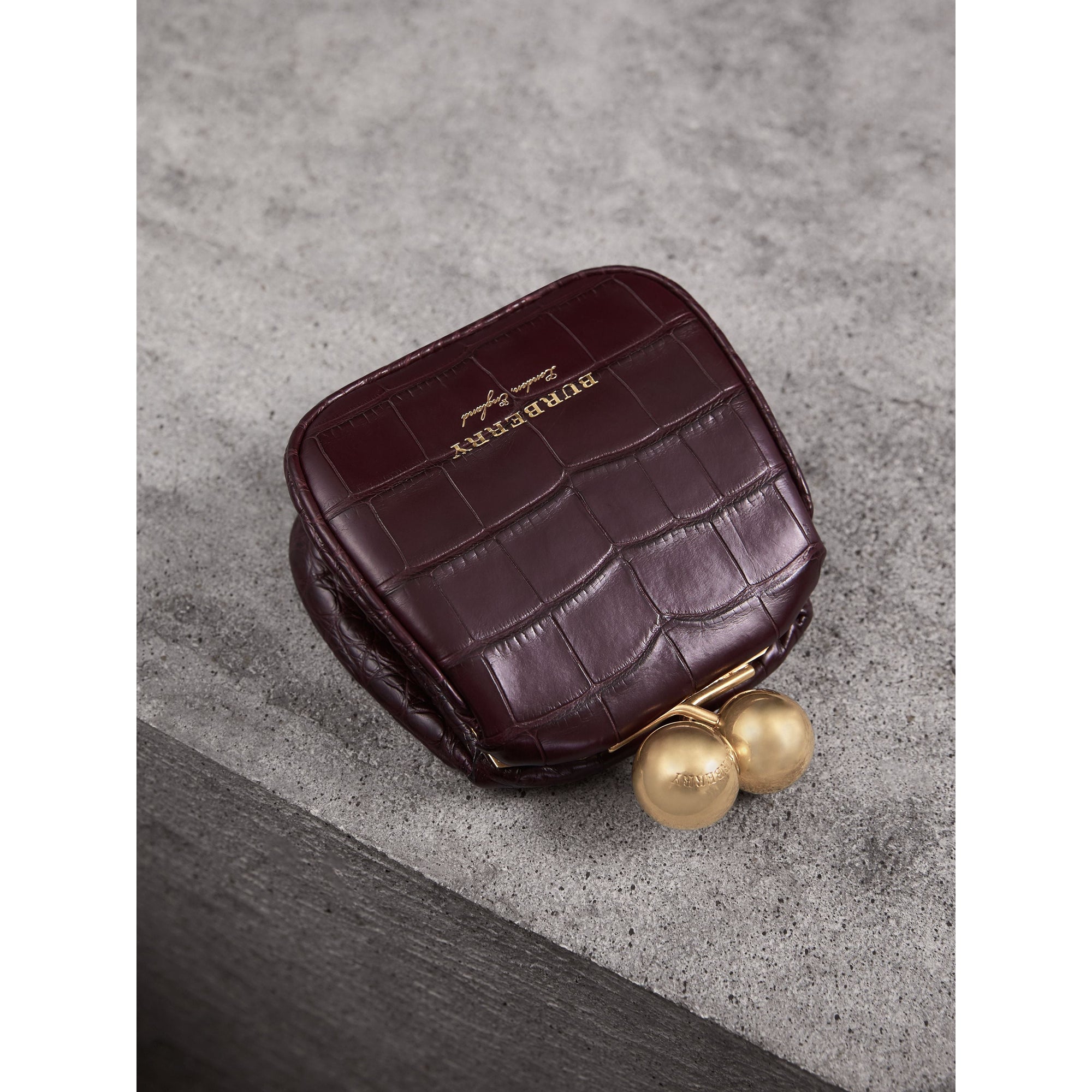 Mini sac porte-monnaie en alligator - Bordeaux Foncé