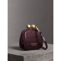 Mini sac porte-monnaie en alligator - Bordeaux Foncé