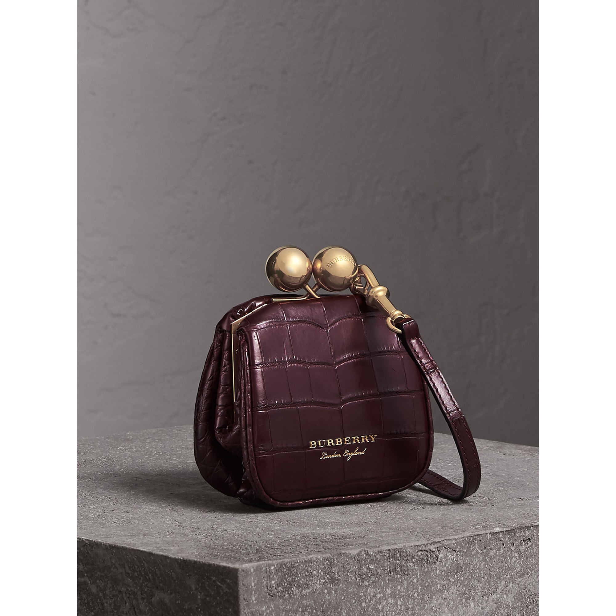 Mini sac porte-monnaie en alligator - Bordeaux Foncé