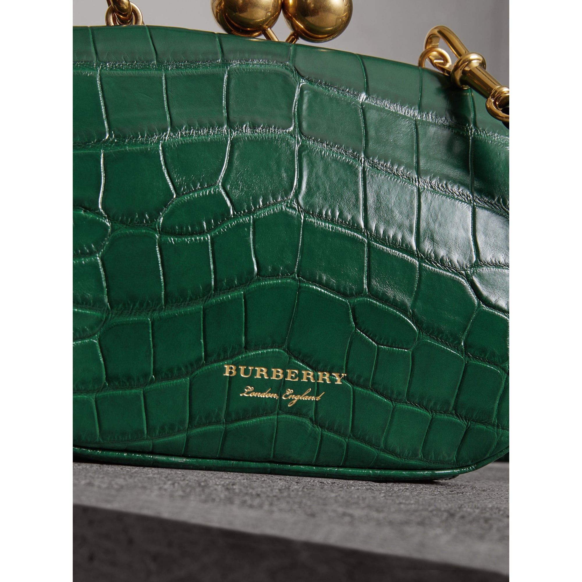 Petit sac porte-monnaie en alligator - Vert Sombre